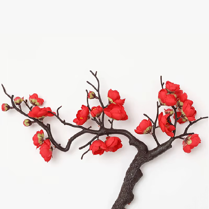 Fleurs artificielles en soie rouge cerise