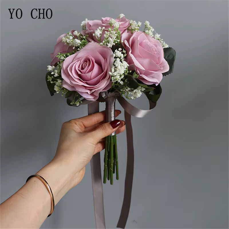 Roses artificielles Babysbreath fleurs Bouquet soie gypsophile fausses