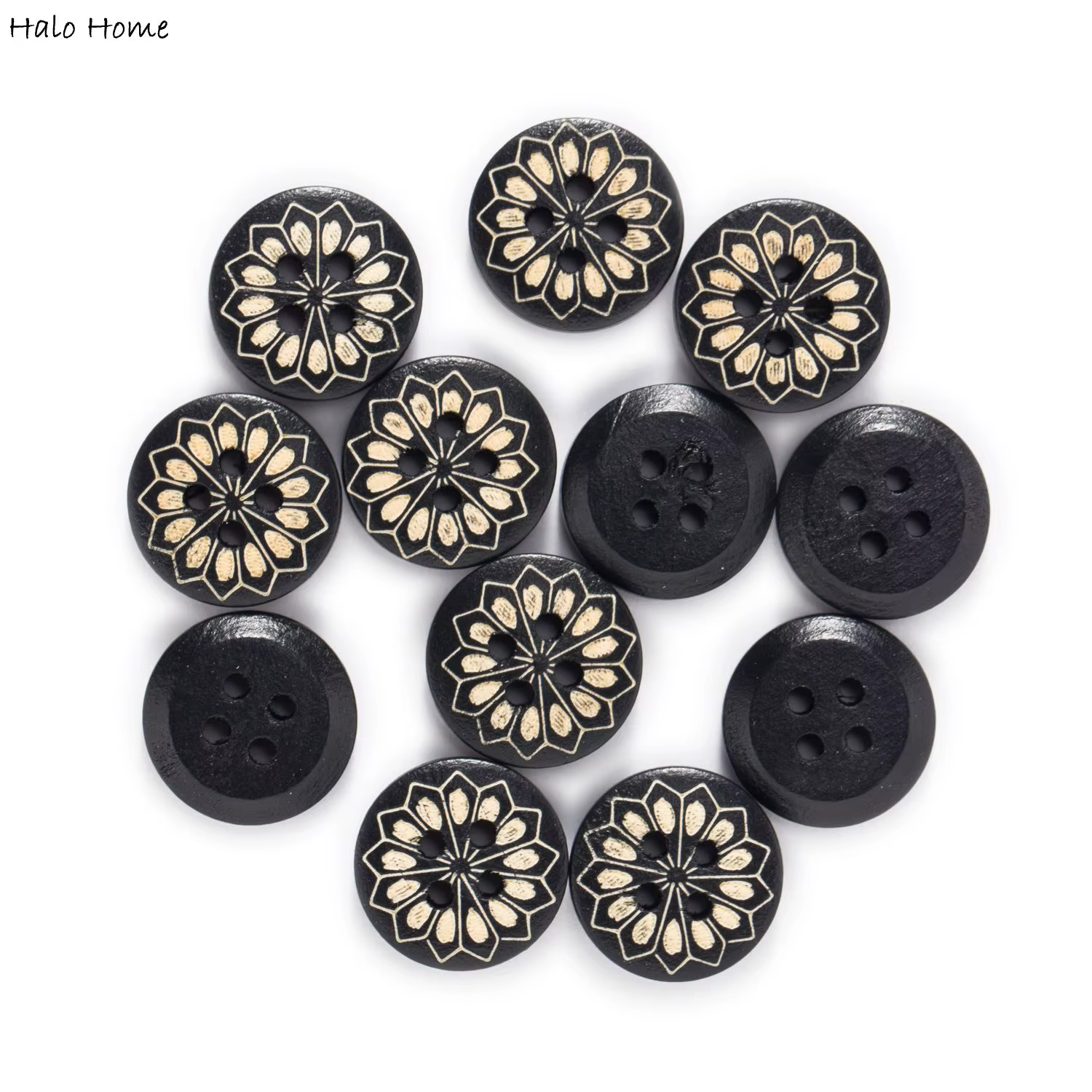 Boutons ronds en bois imprimés
