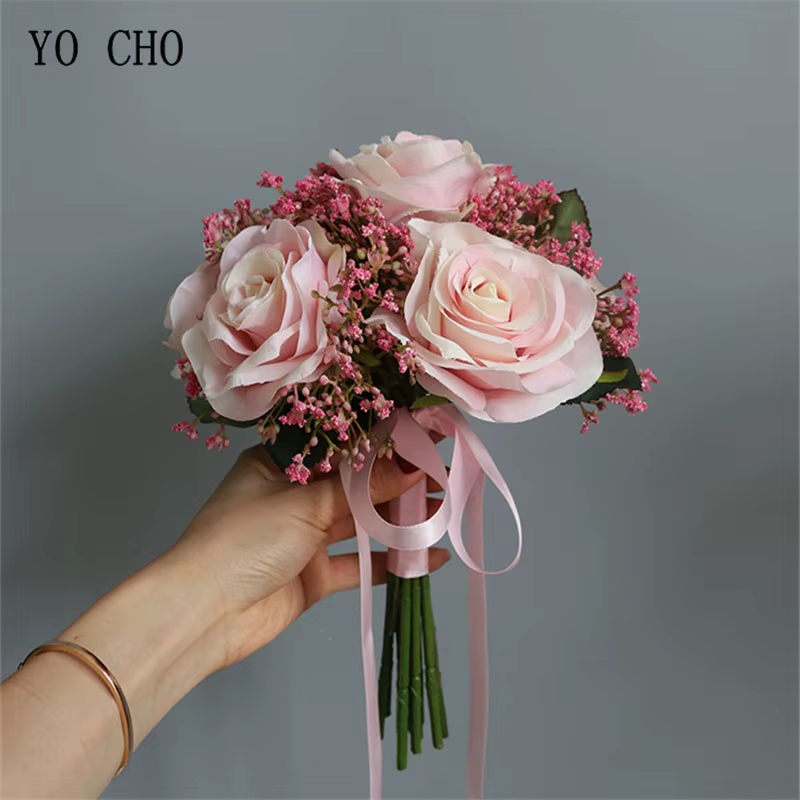 Roses artificielles Babysbreath fleurs Bouquet soie gypsophile fausses