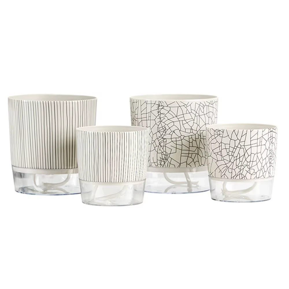 Pot de plantes transparent auto-arrosant