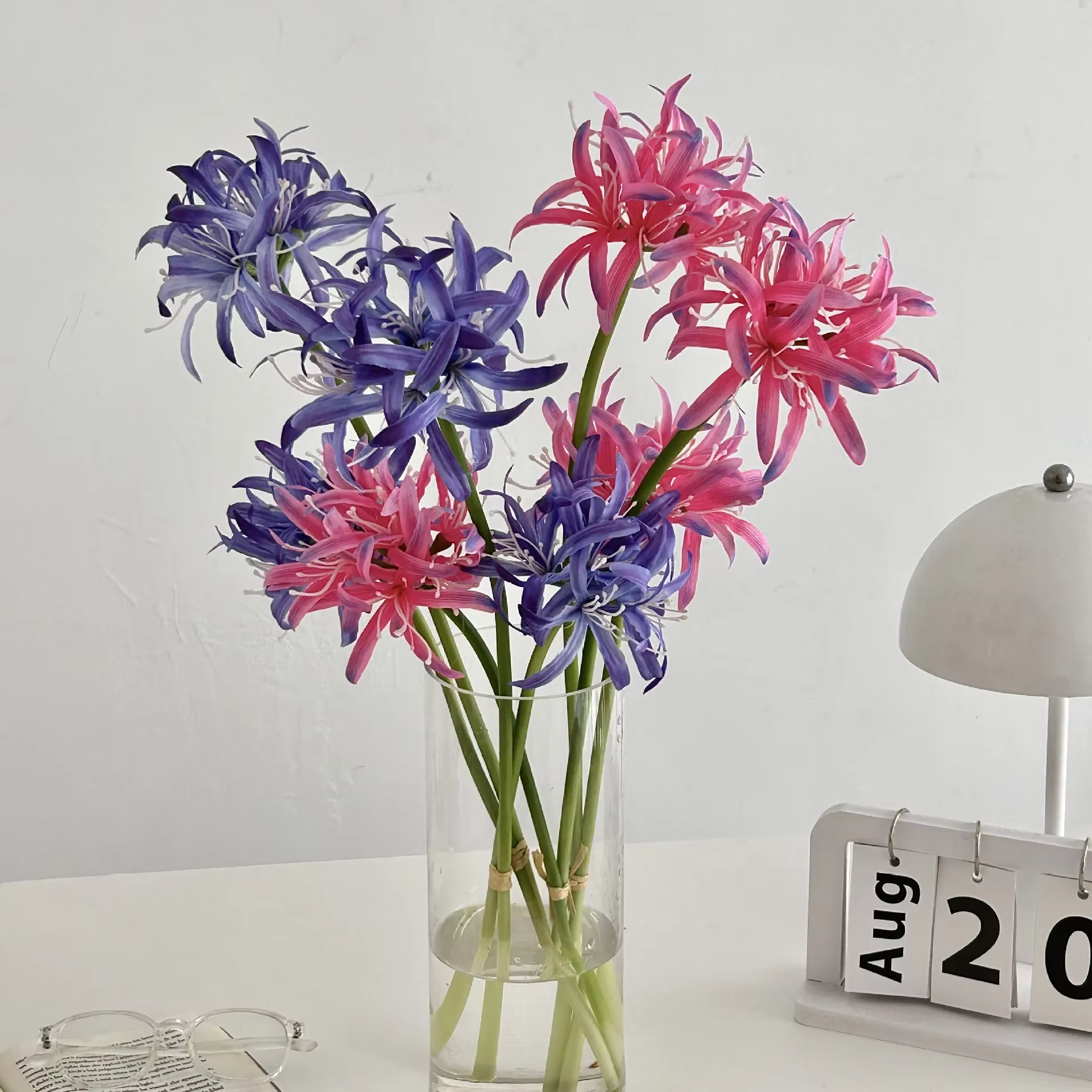 Fleurs de lys araignée rouge artificielles de 19.7 pouces