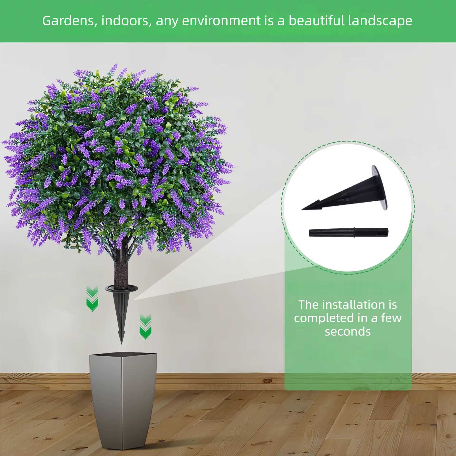 Arbre artificiel, plante en pot de lavande