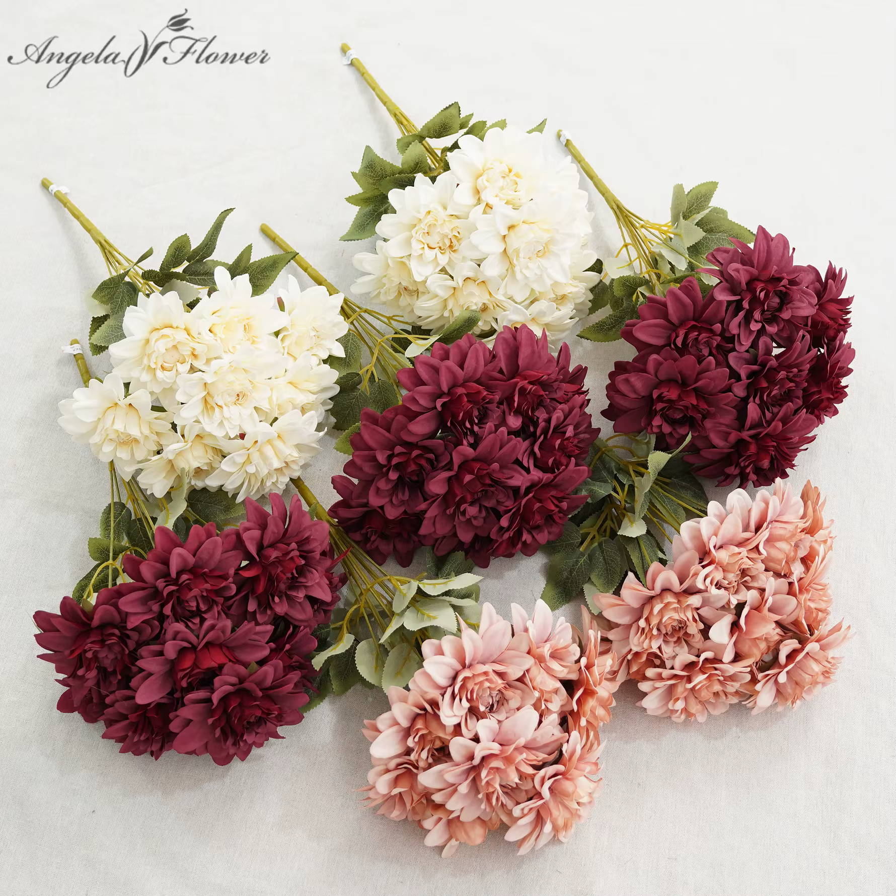 Fleur artificielle Dahlia Angela A8413 pour toile de fond de mariage
