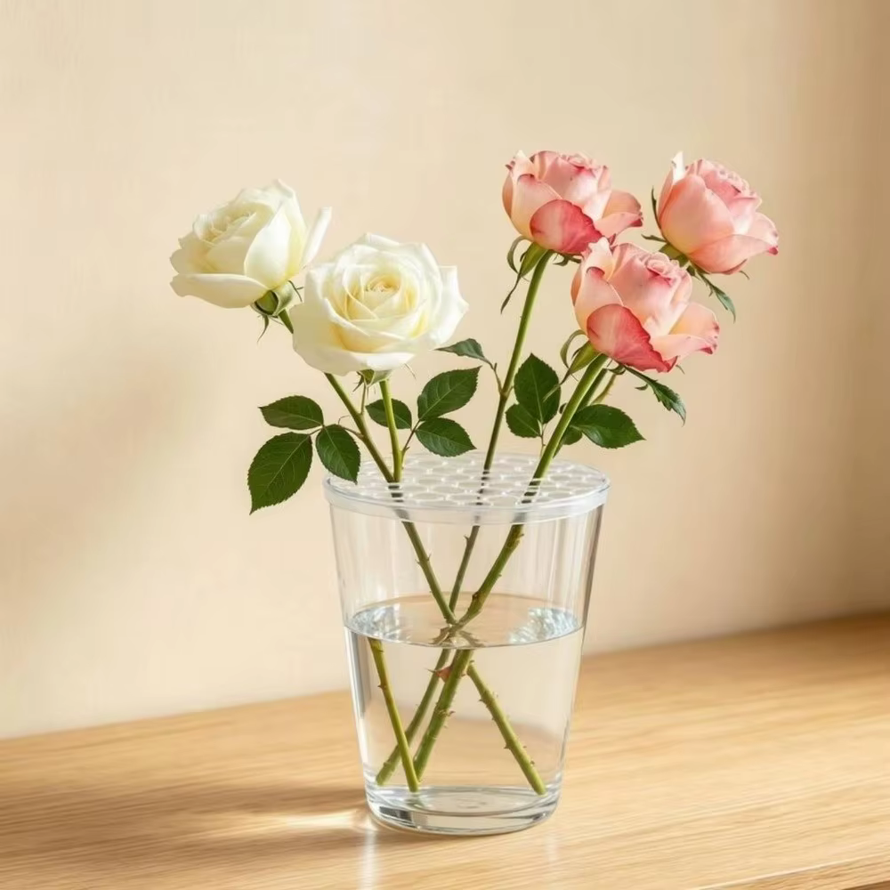 Support de composition florale DIY avec grille d'insertion pour arrangements floraux