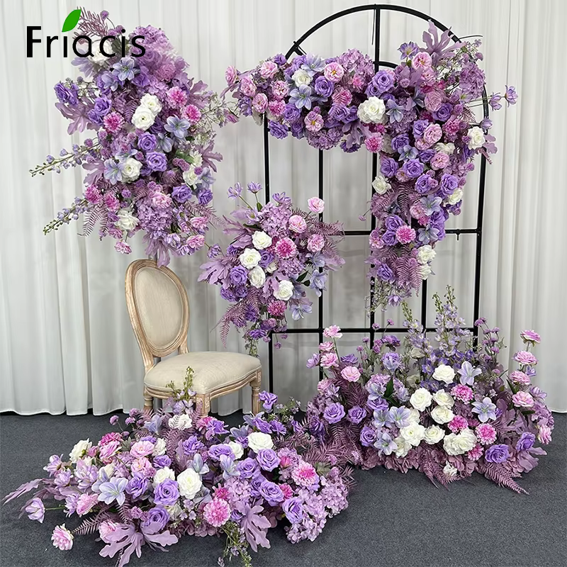 Série violette pivoine Rose jacinthe fleur artificielle rangée suspendue