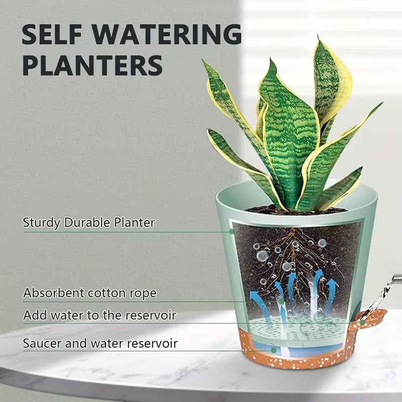 Pots de plantes d'intérieur à arrosage automatique