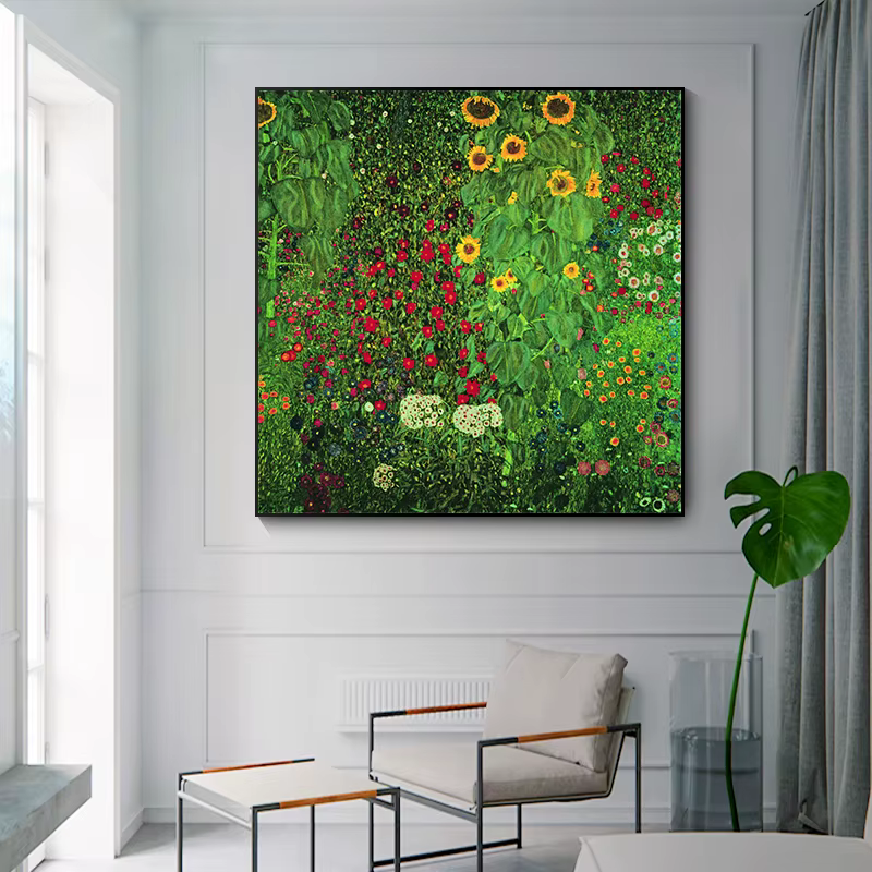 Klimt-Affiche de paysage de fleurs célèbres