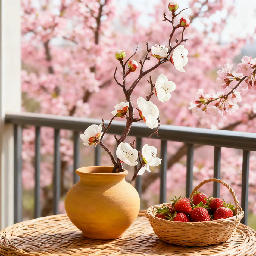 Fleurs artificielles Prunier Pêche Branche