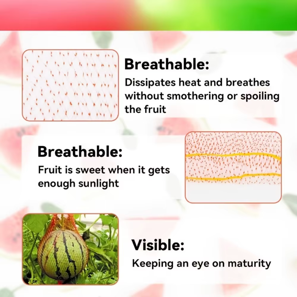 100 pièces de filet de jardinage en plastique robuste pour la culture verticale de melons et pastèques