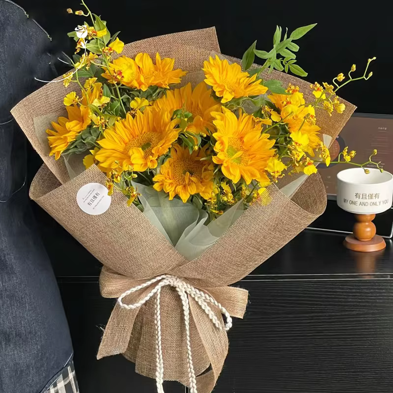 Enveloppes de bouquet de fleurs en lin