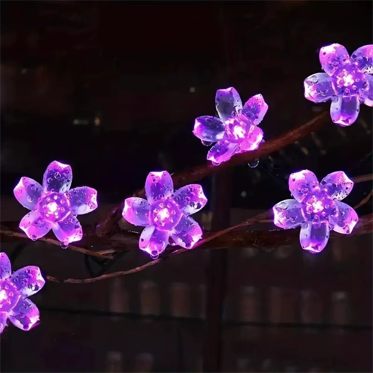 5/6.5/7/12M violet solaire fleur chaîne lumières fée LED