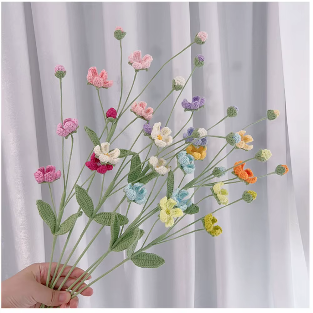 Herba Androsacis Crochet fleurs créatif tricot fleur Bouquet tissé à la main