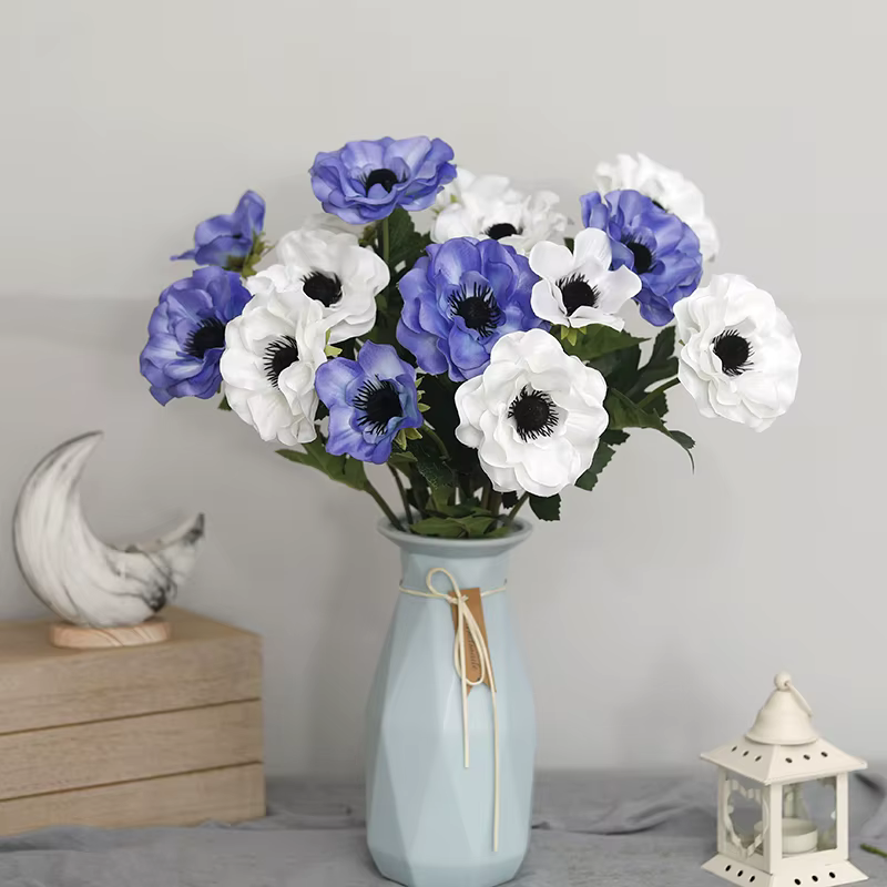 Fausses fleurs d'anémone à 3 têtes