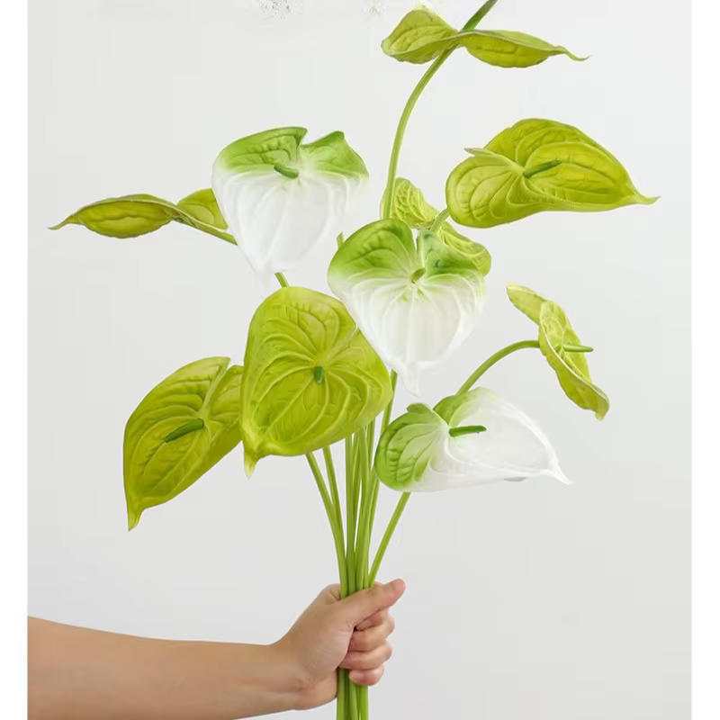 Lot de 10 fleurs artificielles en PU Anthurium