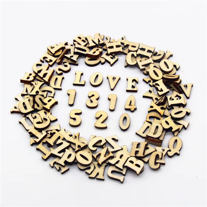 Style rustique majuscule lettres en bois Alphabet disques découpés