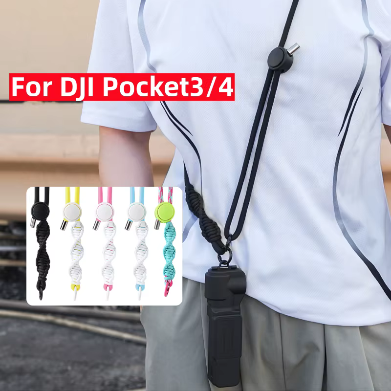 Accessoires pour Dji Osmo Pocket 3/4 : Lanière pour caméra de poche, sangle tour de cou mains libres, sangle bandoulière, sangle bandoulière réglable, facile à transporter, comprend une vis 1/4