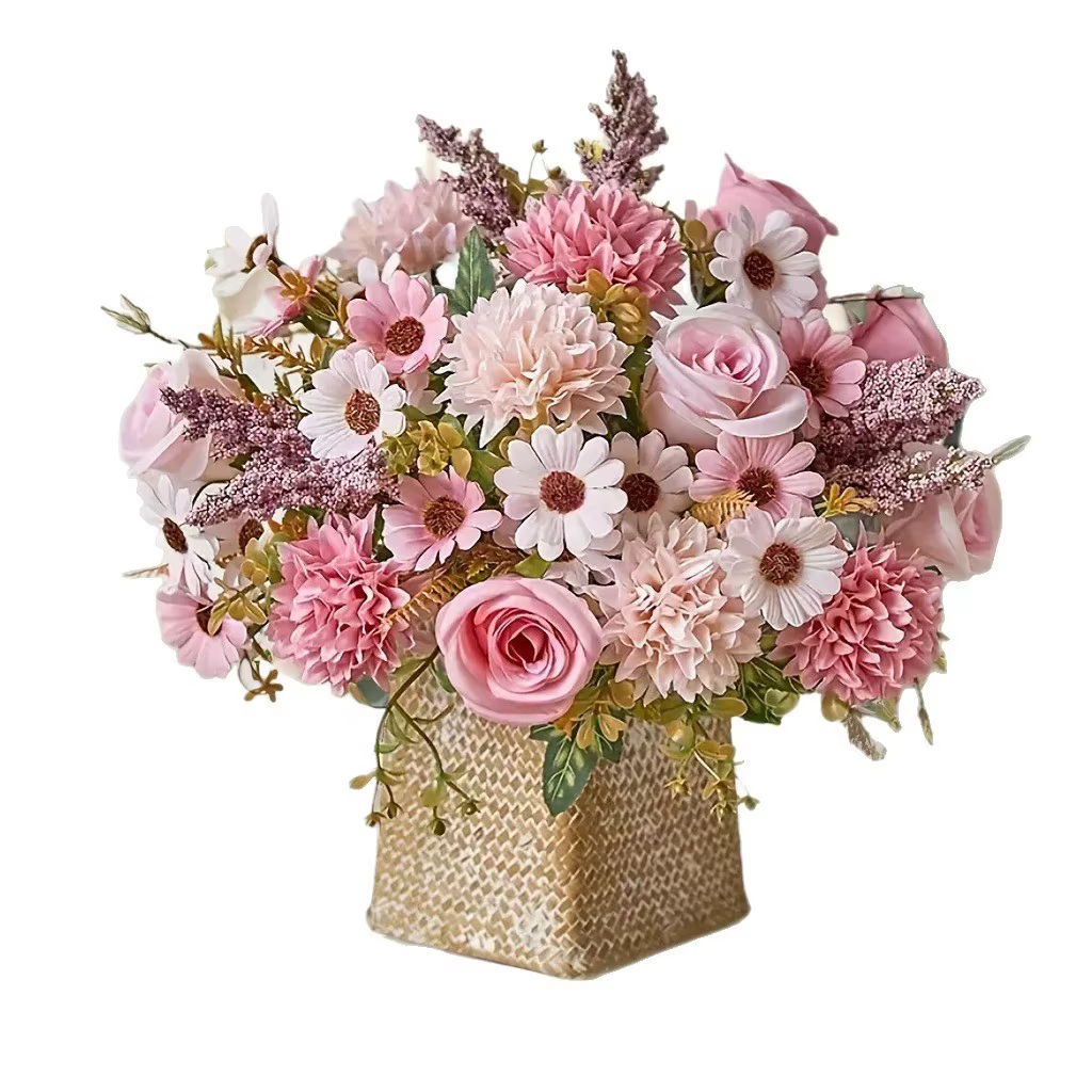 Fleurs Artificielles Rose d'Automne Pissenlit Bouquet de Mariage Faux