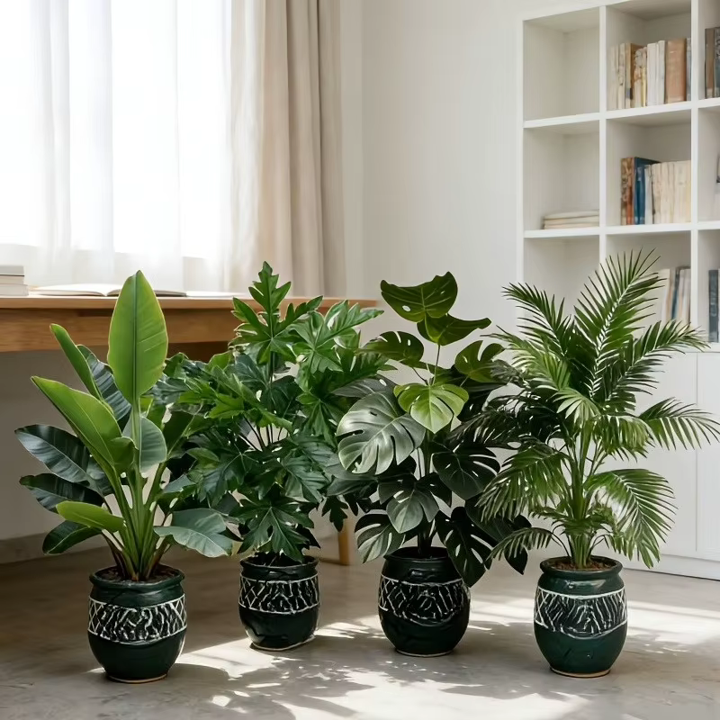 Lot de 4 grandes plantes artificielles Areca Palm avec 48 feuilles