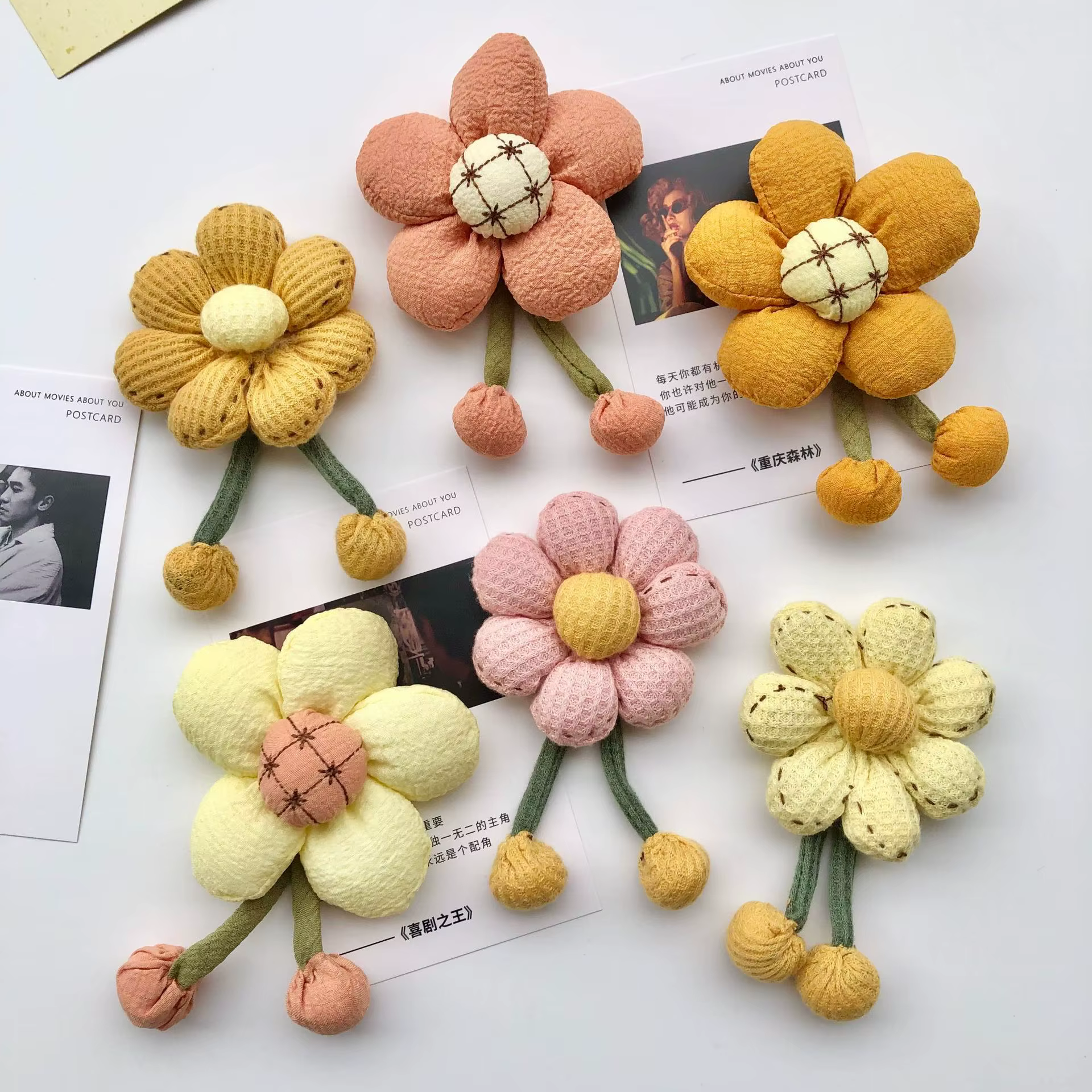 Nouveau pain fleur coréen tournesol coton fleurs broche sac vêtements accessoires