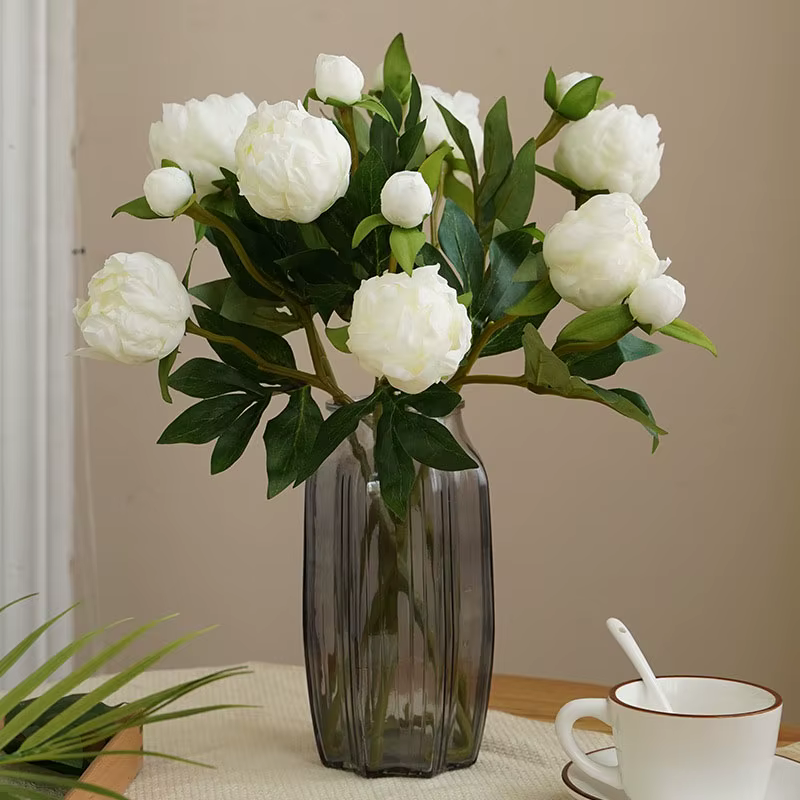 Style européen 2 têtes simulé pivoine mariage maison décoration douce Arrangement floral