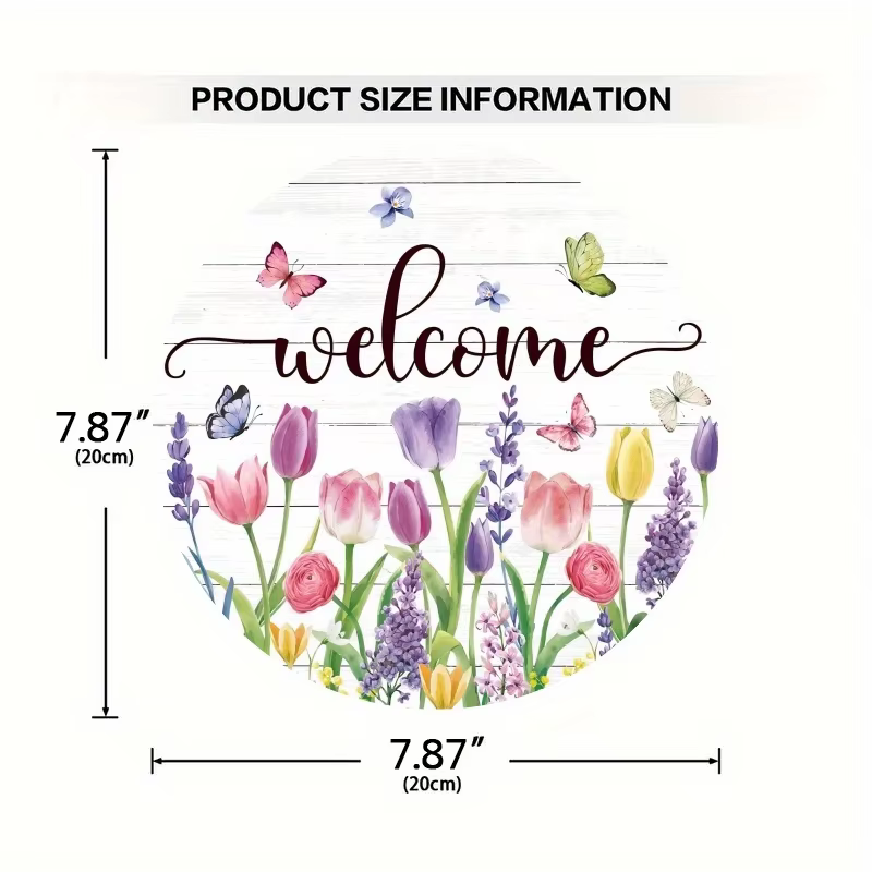 1 pièce, Panneau de bienvenue floral d'été en bois à suspendre