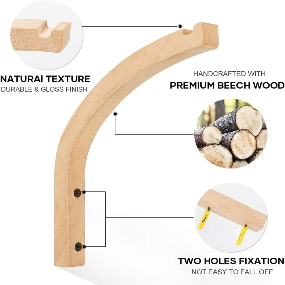 Support mural en bois naturel pour plantes suspendues