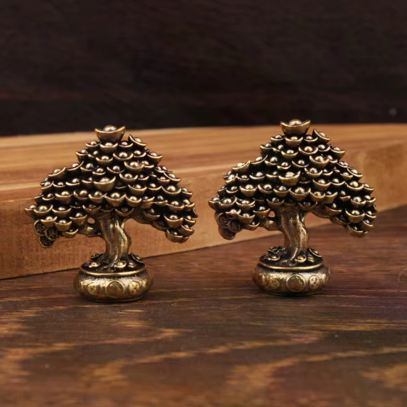 Figurines Feng Shui d'arbre de richesse chinoise en laiton