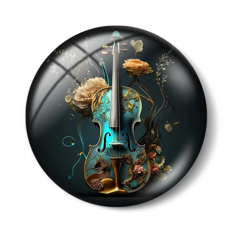 Cabochons en Verre pour Bijoux, Photo Ronde, Interconnexion, Vintage, Violon Rose, 12mm, 25mm, 10 Pp12