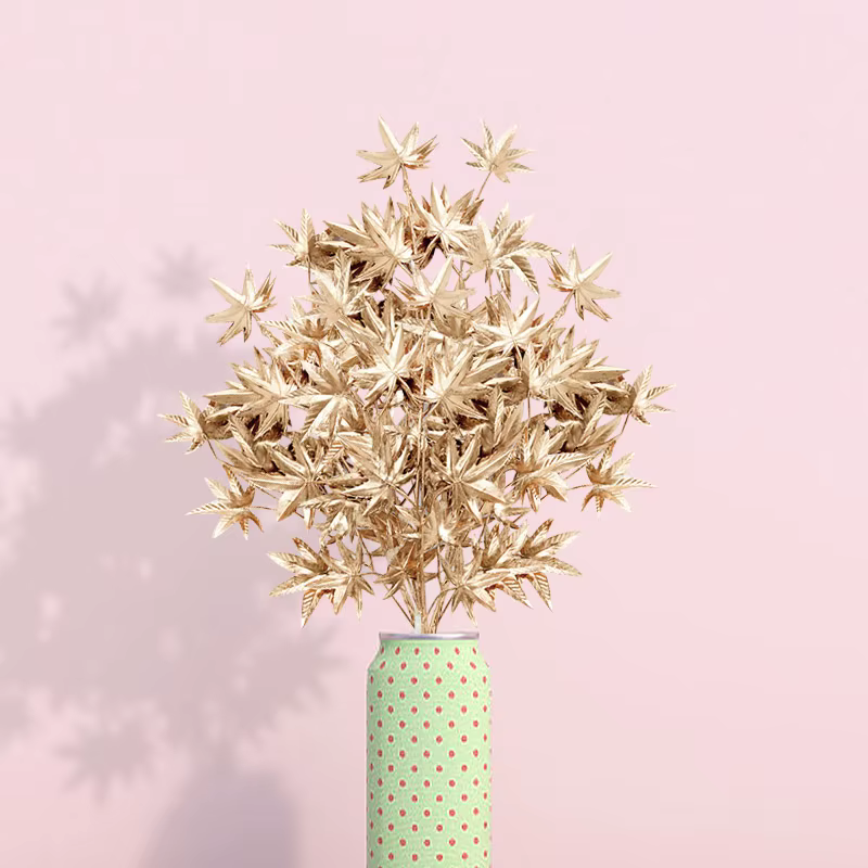 Plantes artificielles dorées en plastique pour décoration de Noël