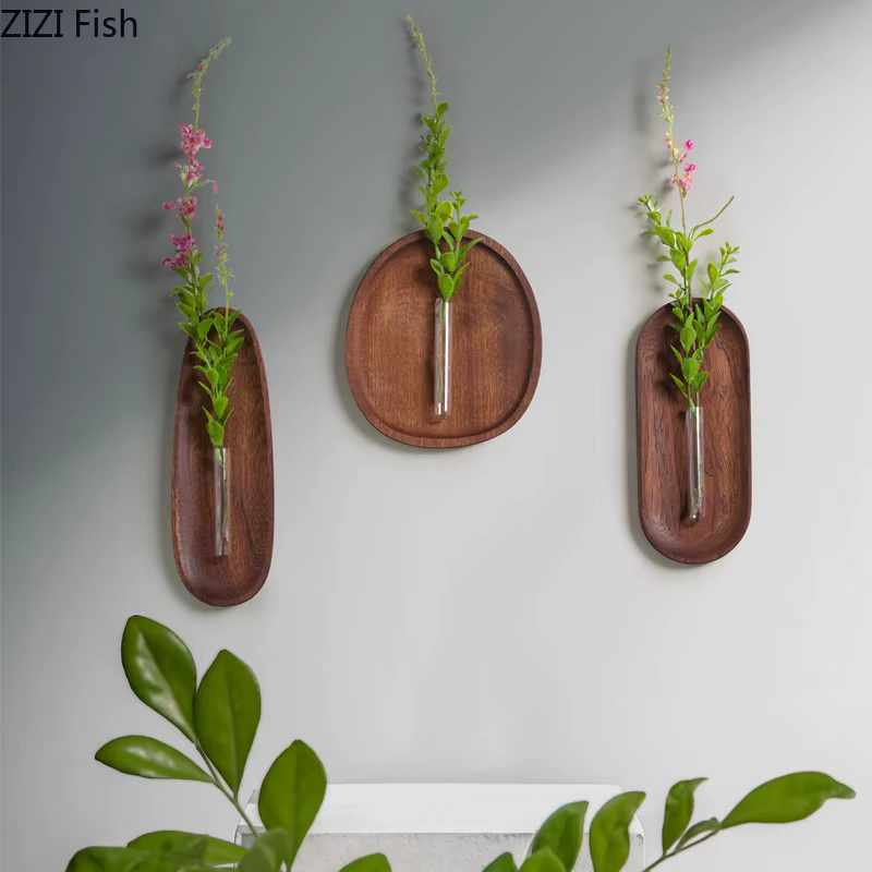 Vase mural en bois, Pots de plantes