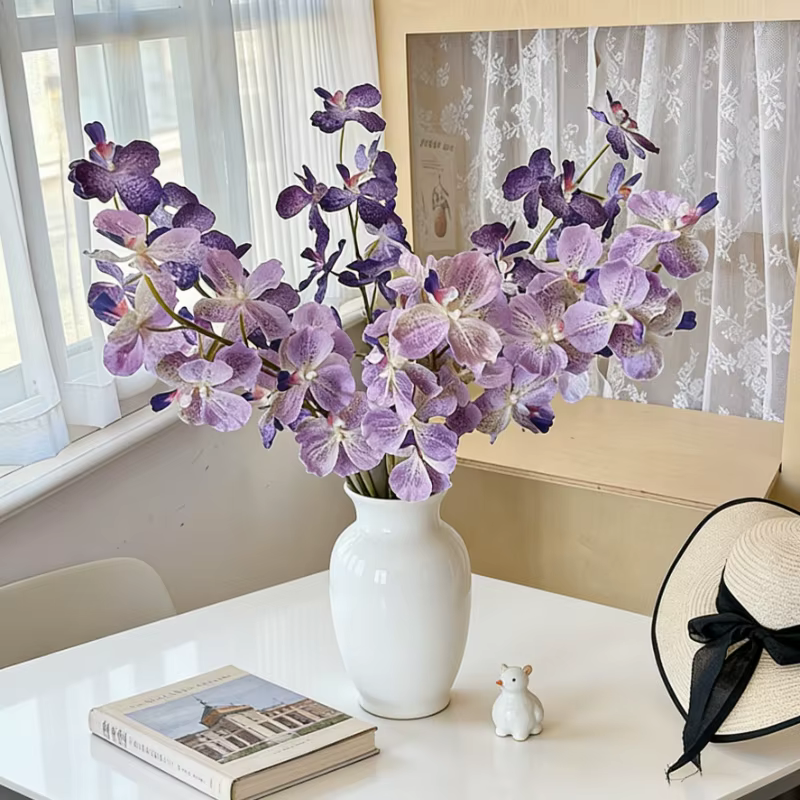 Fleur artificielle de Cymbidium Phalaenopsis de 94 cm de qualité supérieure pour la décoration d'hôtels