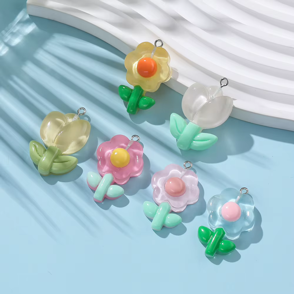 Pendentif tulipe tournesol en résine