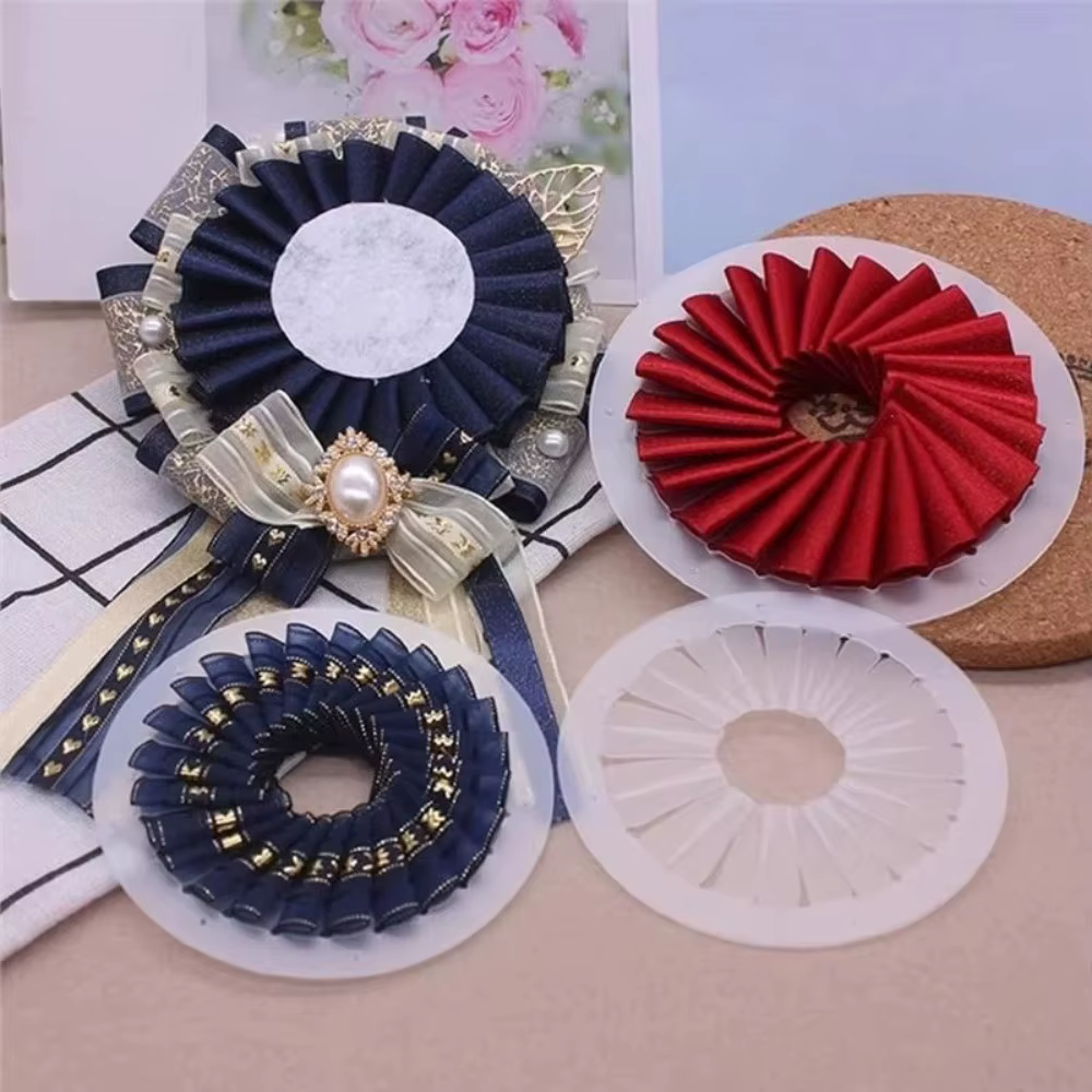 Kit de fabrication de fleurs en ruban 9cm 12cm 15cm, pour fleurs en tissu DIY, figurines de table transparentes, broches et badges en ruban, pour débutants