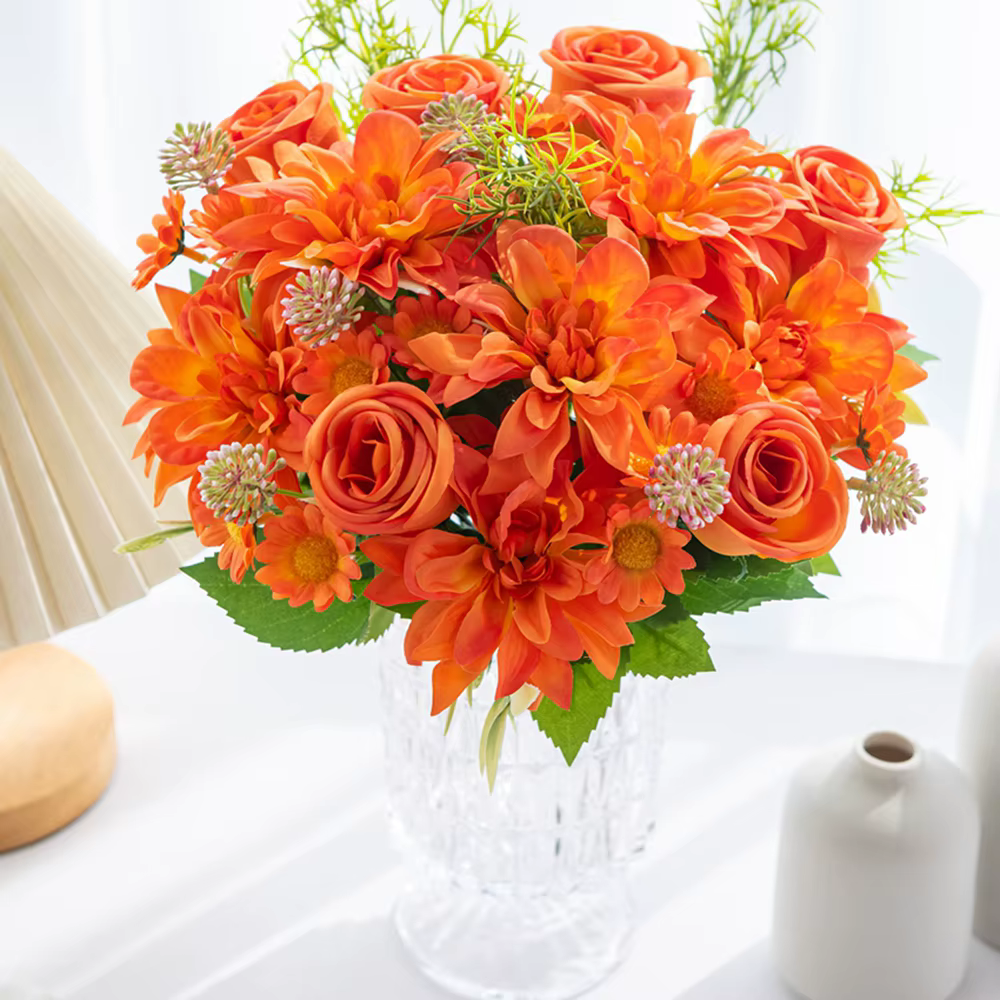 Soie Fleurs Artificielles Dahlia Rose de Haute Qualité Festival Couronne De Mariage Maison Chambre Jardin Cour Décor Bouquet De Mariée Arc DiyGift