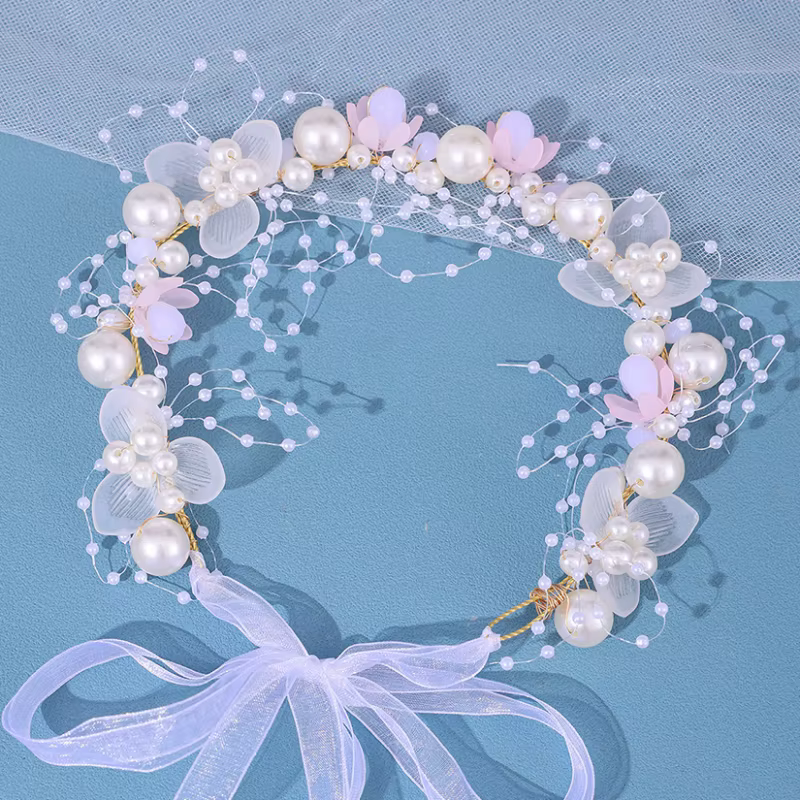 Bandeau de sauna fleur perle pour femme, fête, reconstitution historique, patients, mariage, accessoires pour cheveux, bijoux, vigne, diadème, cadeau