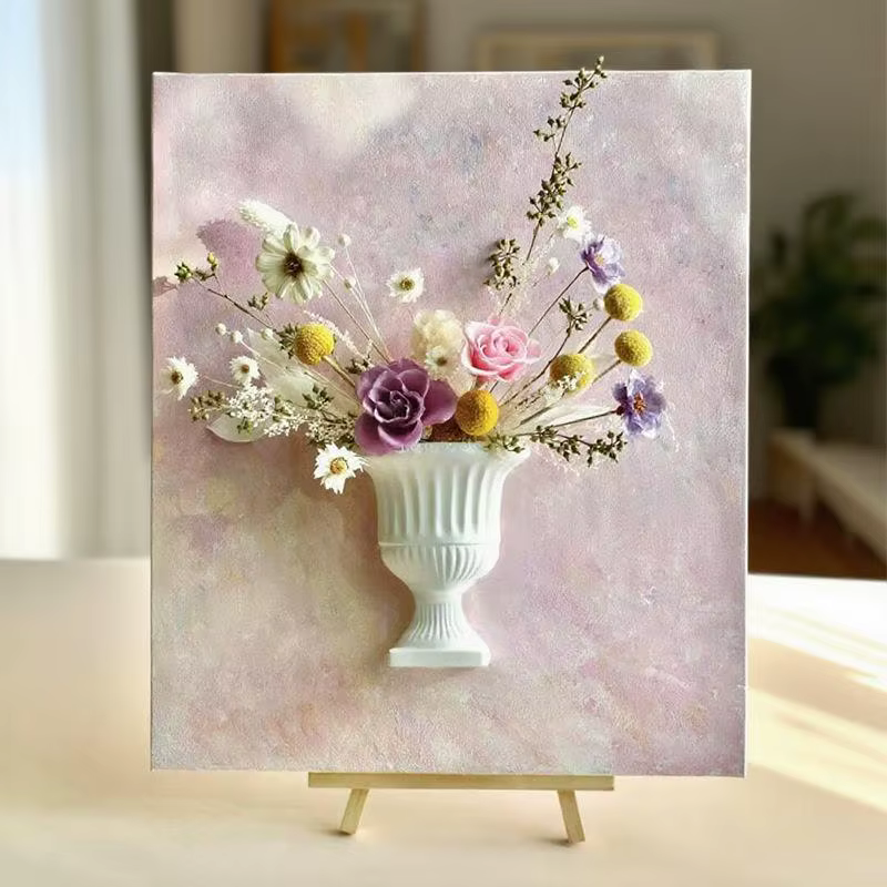 Vase mural demi-cercle blanc pour arrangement floral