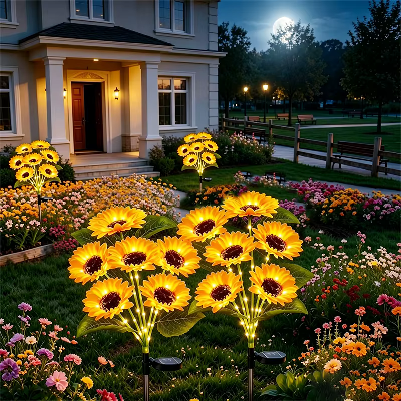 Lampes solaires en forme de tournesol pour jardin