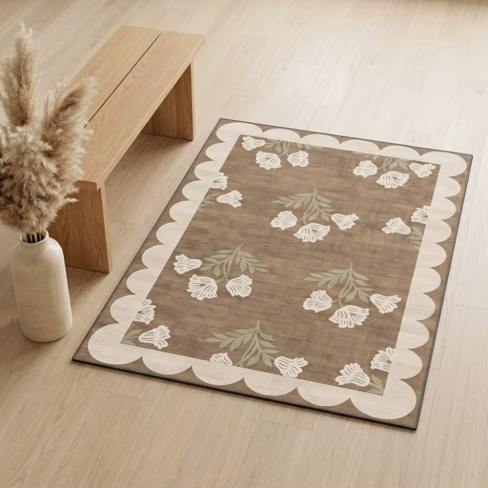 Tapis d'entrée floral antidérapant à séchage rapide