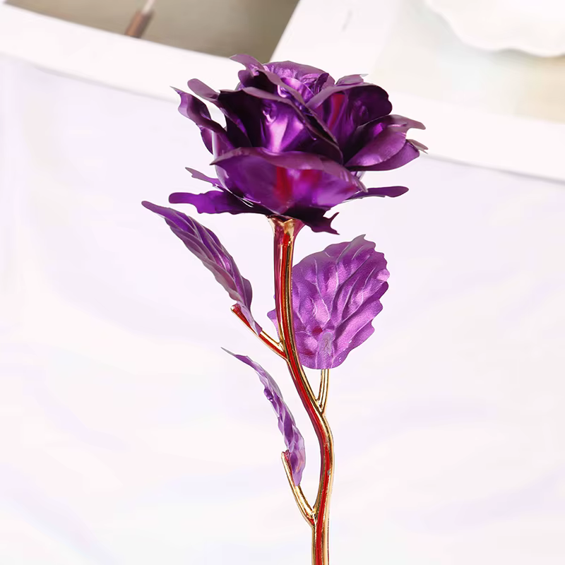 Fleurs roses dorées plaquées or 24 carats pour la maison