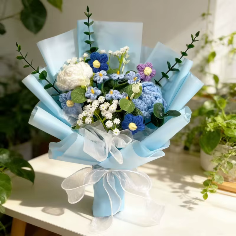 Bouquet de fleurs artificielles au crochet
