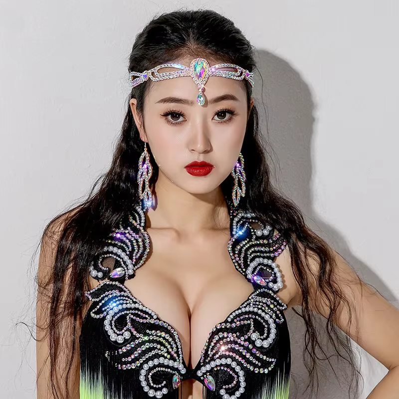 Accessoire de danse du ventre, couvre-chef, chaîne de tête cloutée de diamants, danse orientale, tempérament féminin, accessoires haut de gamme