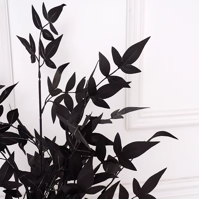 Feuilles de plantes artificielles en soie série noire