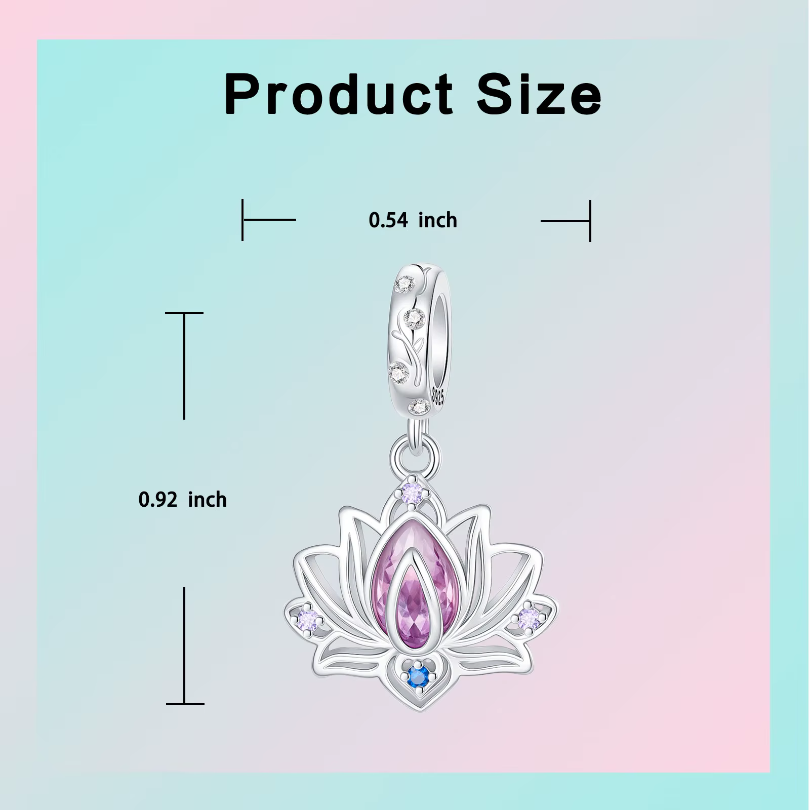 Pendentif fleur de Lotus en argent Sterling 925, breloque hypoallergénique, perle incrustée de zircon rose, idéal pour bracelet, bijoux cadeau pour femmes