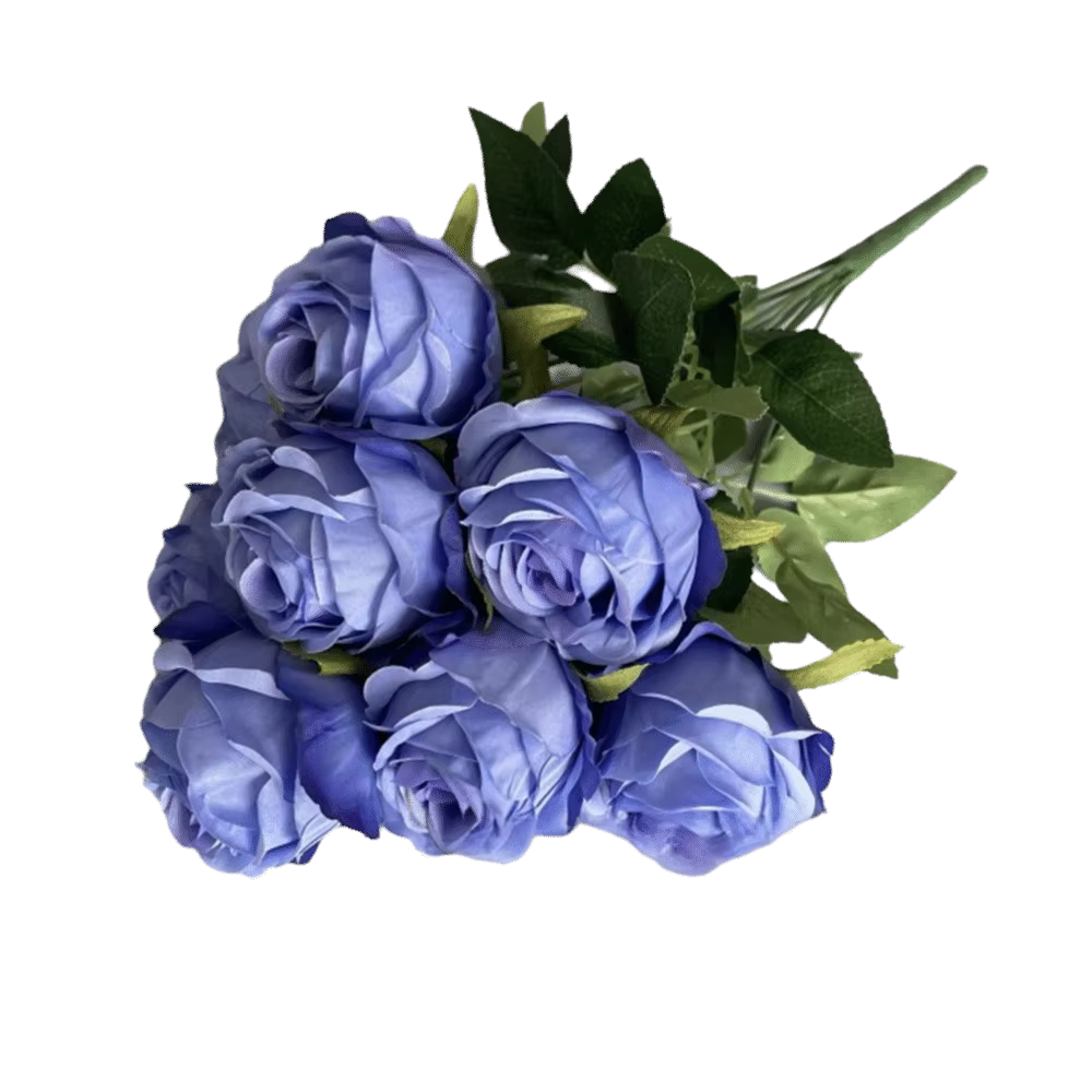 Fleur artificielle rose multicolore à 9 têtes