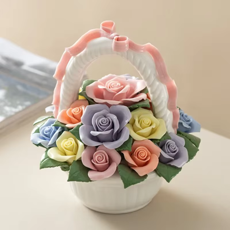 Mini panier de fleurs en céramique fait à la main