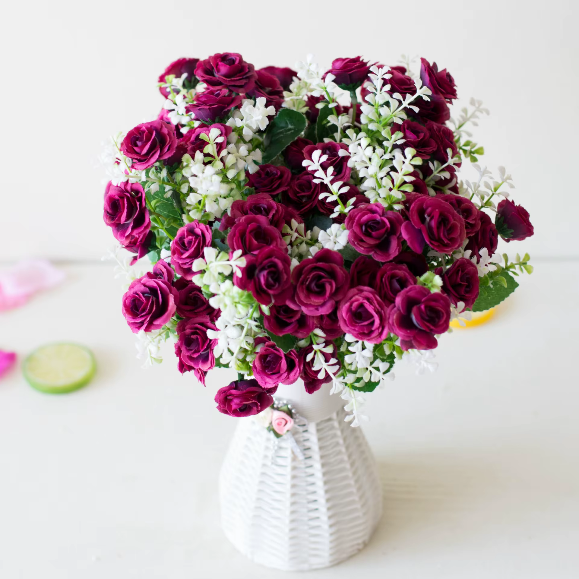 Mini Roses artificielles à 15 têtes