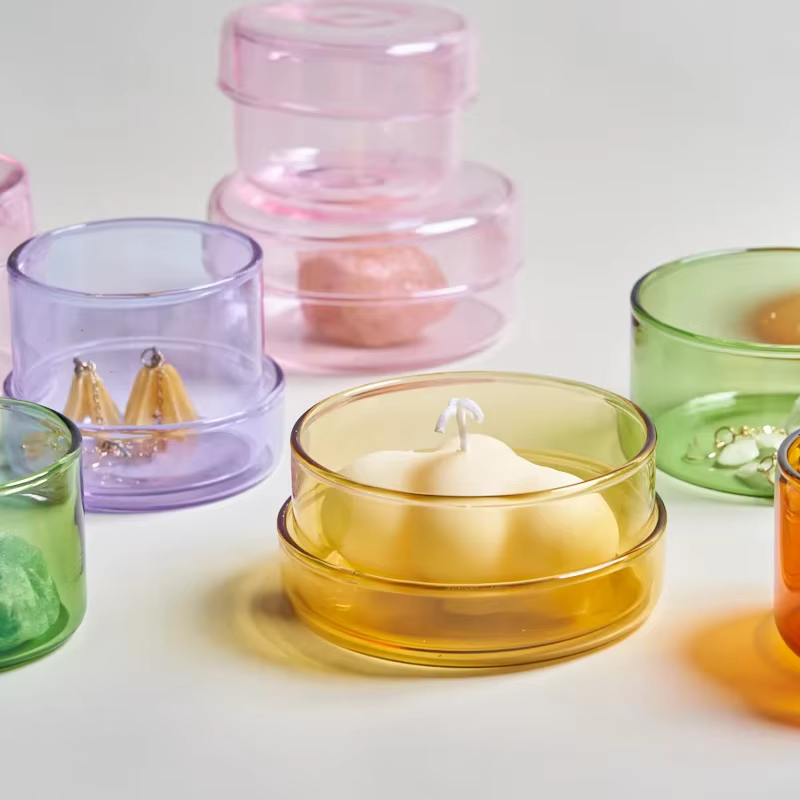Bocal de rangement en verre décoratif