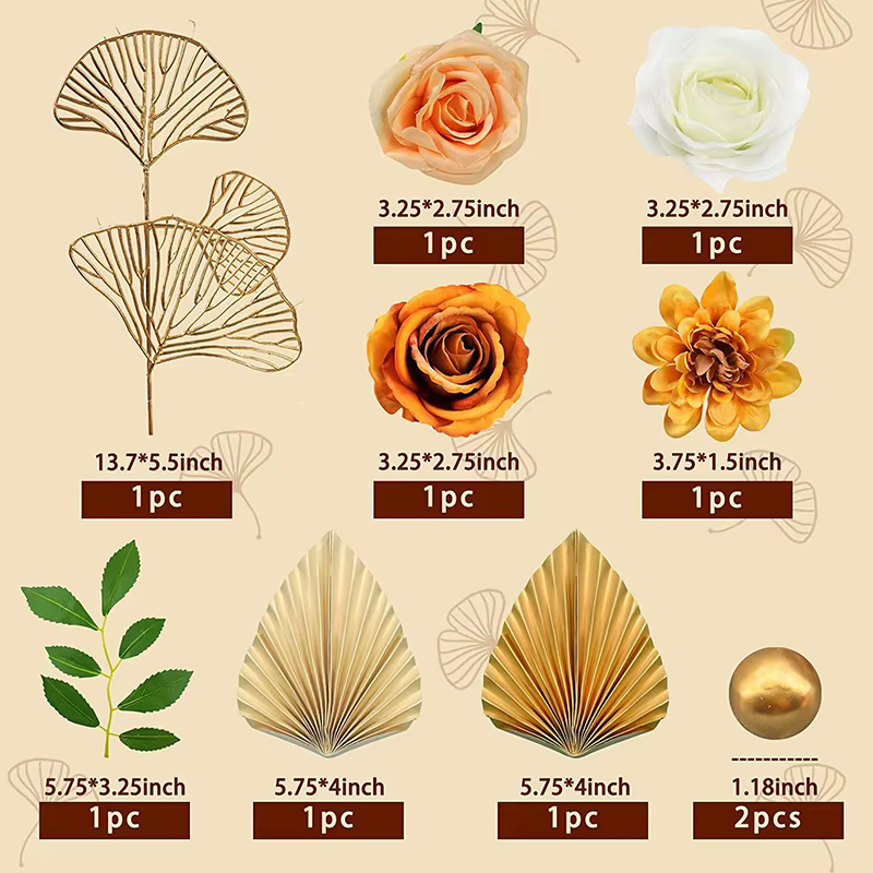 1 ensemble de décoration de feuilles de palmier dorées