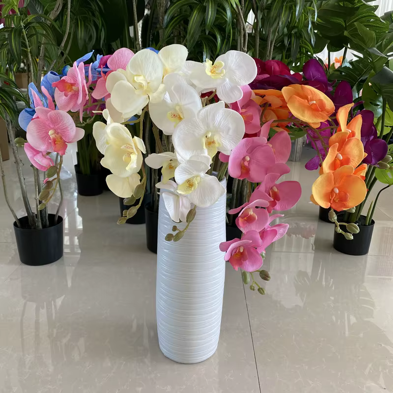 Arrangement floral Phalaenopsis en velours artificiel